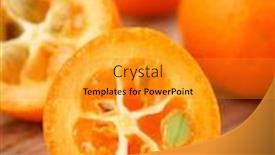  Presentation with periodic table actinide series - PPT theme having fresh-kumquats-on-the-table background and a gold colored foreground