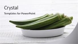  Presentation with lady - Slide deck consisting of fresh lady finger background and a sky blue colored foreground