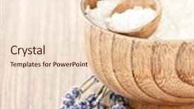  Presentation with cosmetics natural - Slide deck having fresh lavender flowers and wooden bowl with salt on the table beautiful spa still life isolated on brown textured background conception of aromatherapy herbal treatment natural cosmetics background and a lemonade colored foreground
