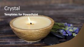  Presentation with zen stones - PPT theme featuring fresh-lavender-flowers-candle background and a dark gray colored foreground