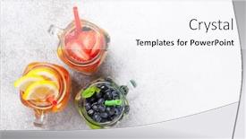  Presentation with lemonade - Colorful presentation enhanced with fresh lemonade jar with summer fruits and berries top view with space for your text backdrop and a pink colored foreground