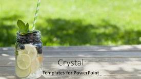  Presentation with lemonade - Beautiful slide deck featuring fresh lemonade jar with summer fruits and berries with space for your text backdrop and a soft green colored foreground