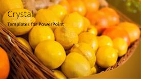  Presentation with lemons - Beautiful slides featuring fresh lemons in wicker boxes backdrop and a gold colored foreground