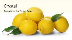  Presentation with tea leaves fresh green leaf - Theme consisting of fresh lemons with green leaves background and a blonde colored foreground