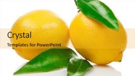  Presentation with lemons - Slide deck with fresh lemons with green leaves isolated on white background background and a gold colored foreground