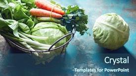  Presentation with lettuce - Presentation consisting of fresh lettuce cabbage spring onions background and a ocean colored foreground