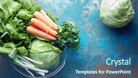  Presentation with lettuce - Presentation design having fresh lettuce cabbage spring onions background and a ocean colored foreground