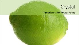  Presentation with fresh water splash green apple isolated white - Presentation theme having fresh lime isolated on white background and a yellow colored foreground