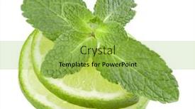  Presentation with lime - Audience pleasing presentation consisting of fresh lime with leaf mint isolated on white backdrop and a yellow colored foreground