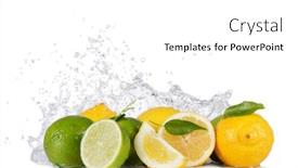  Presentation with lemons - Slide set enhanced with fresh limes and lemons with water splashes isolated on white background background and a white colored foreground