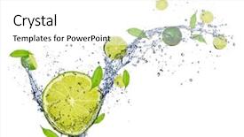  Presentation with blue water splash isolated - Colorful slide deck enhanced with fresh limes in water splash backdrop and a white colored foreground