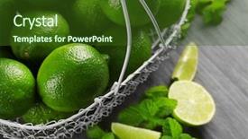  Presentation with wicker - Slide deck having fresh limes in wicker basket background and a tawny brown colored foreground