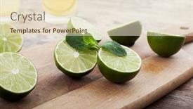  Presentation with lemonade - Presentation theme featuring fresh-limes-mint-and-lemonade background and a lemonade colored foreground