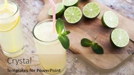  Presentation with lemonade - Presentation having fresh-limes-mint-and-lemonade background and a coral colored foreground