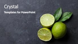  Presentation with lime - PPT theme consisting of fresh limes on stone background background and a dark gray colored foreground