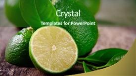  Presentation with lime - Colorful slides enhanced with fresh limes on wooden background backdrop and a forest green colored foreground