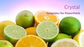  Presentation with lemons - Beautiful PPT theme featuring fresh-limes-oranges-lemons backdrop and a  colored foreground