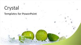 Presentation with fresh water splash green apple isolated white - Theme having fresh limes with water splash background and a  colored foreground