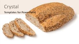  Presentation with helva fresh sliced halva - Presentation design with fresh-loaf-and-slices background and a  colored foreground