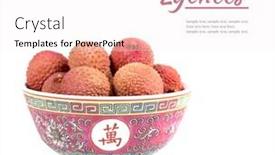  Presentation with chinese traditional - Slide set enhanced with fresh-lychees-in-a-traditional background and a sky blue colored foreground