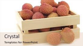  Presentation with box - Audience pleasing PPT layouts consisting of fresh lychees in a wooden backdrop and a coral colored foreground