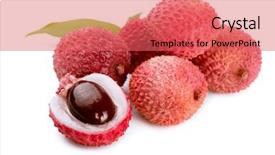  Presentation with fruit lychee - PPT layouts with fresh lychees litchi chinensis isolated background and a red colored foreground