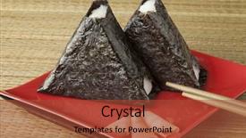  Presentation with seaweed - Cool new presentation with fresh made japanese onigiri packed backdrop and a red colored foreground