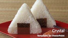  Presentation with seaweed - Beautiful presentation design featuring fresh made japanese triangular onigiri backdrop and a tawny brown colored foreground