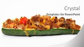  Presentation with boat - Amazing PPT theme having fresh-made-zucchini-boat backdrop and a white colored foreground