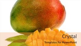  Presentation with mango fruit - Beautiful theme featuring fresh mango fruit isolated backdrop and a gold colored foreground