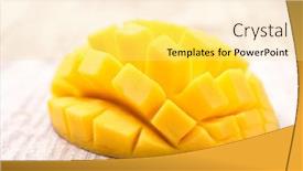  Presentation with mango fruit - Presentation theme featuring fresh mango fruit background and a yellow colored foreground