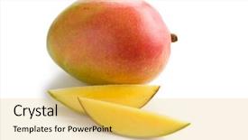  Presentation with mango fruit - Audience pleasing theme consisting of fresh mango fruit backdrop and a yellow colored foreground