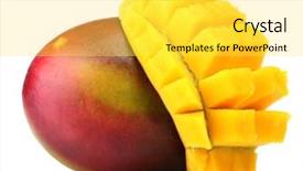  Presentation with mango - Presentation design having fresh mango isolated on white background and a yellow colored foreground