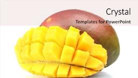 Presentation with mango juice fresh tropical fruit - Audience pleasing slides consisting of fresh mango isolated on white backdrop and a lemonade colored foreground