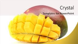  Presentation with mango juice - Slides enhanced with fresh mango isolated on white background and a lemonade colored foreground