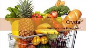  Presentation with grocery - Slide set consisting of marketing products - full shopping grocery cart isolated background and a yellow colored foreground