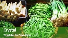  Presentation with vegetables - PPT theme with fresh market - vegetables background and a shamrock green colored foreground