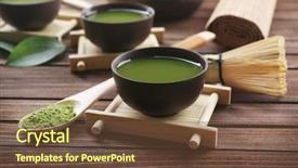  Presentation with matcha - Audience pleasing PPT theme consisting of fresh matcha tea on wooden backdrop and a tawny brown colored foreground