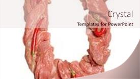  Presentation with fresh meat - Colorful presentation theme enhanced with fresh meat alphabet bacon alphabet meat and red chili peppers backdrop and a lemonade colored foreground