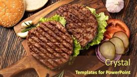  Presentation with fresh meat - PPT layouts having fresh-meat-cutlets-on-wooden background and a tawny brown colored foreground