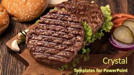  Presentation with fresh meat - PPT layouts having fresh-meat-cutlets-on-wooden background and a tawny brown colored foreground