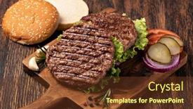  Presentation with fresh meat - Slide deck with fresh-meat-cutlets-on-wooden background and a tawny brown colored foreground