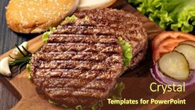  Presentation with fresh meat - Slide set having fresh-meat-cutlets-on-wooden background and a tawny brown colored foreground
