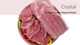  Presentation with fresh meat - Cool new slides with fresh-meat-on-wood backdrop and a coral colored foreground