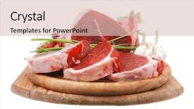  Presentation with pork rib - Slide set consisting of fillet with green stuff background and a lemonade colored foreground