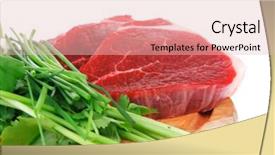  Presentation with fat - Slide set having fresh meat raw uncooked fat lamb pork fillet with green stuff and garlic on wooden plate isolated over white background background and a lemonade colored foreground