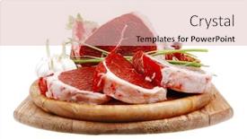  Presentation with pork rib - Cool new PPT layouts with fresh meat raw uncooked fat lamb pork rib and fillet with green stuff and red chili pepper on wooden plate isolated over white background backdrop and a lemonade colored foreground