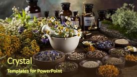  Presentation with healing - PPT theme enhanced with fresh medicinal healing herbs on wooden background and a tawny brown colored foreground