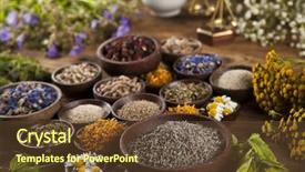  Presentation with healing - PPT theme having fresh medicinal healing herbs on wooden background and a tawny brown colored foreground