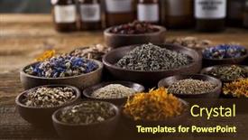  Presentation with healing - Beautiful PPT theme featuring fresh-medicinal-healing-herbs backdrop and a tawny brown colored foreground